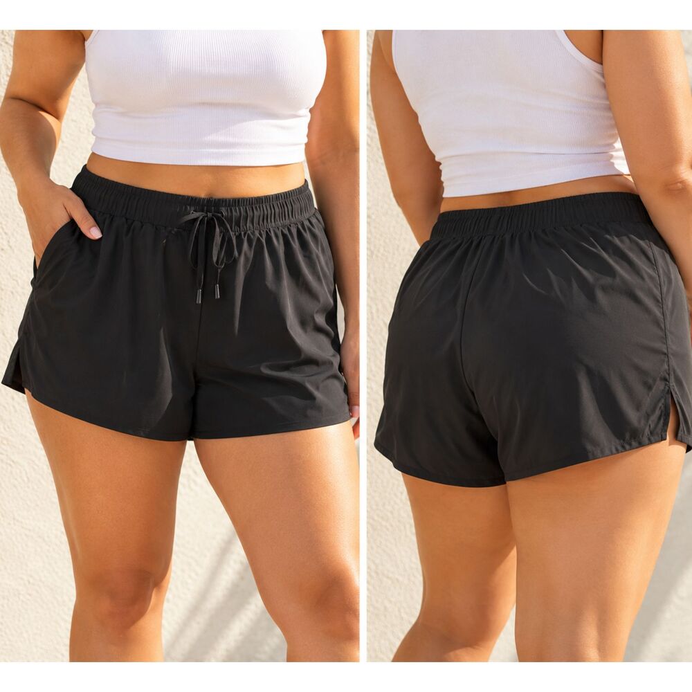 LIVI Lane Bryant Black Lined Athletic Running Shorts Plus Size 26/28